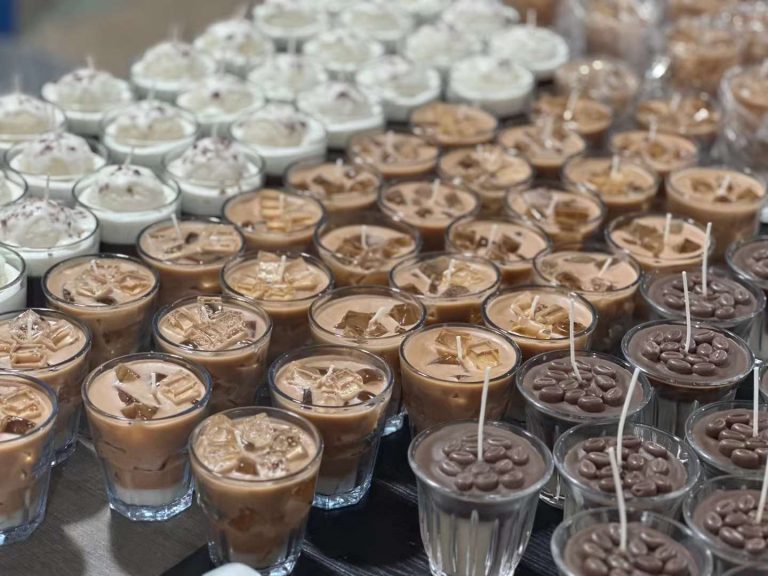 Gourmet parfait dessert and cocktail beverage candles in glass cups for private label wholesale by Custom Candle Craft
