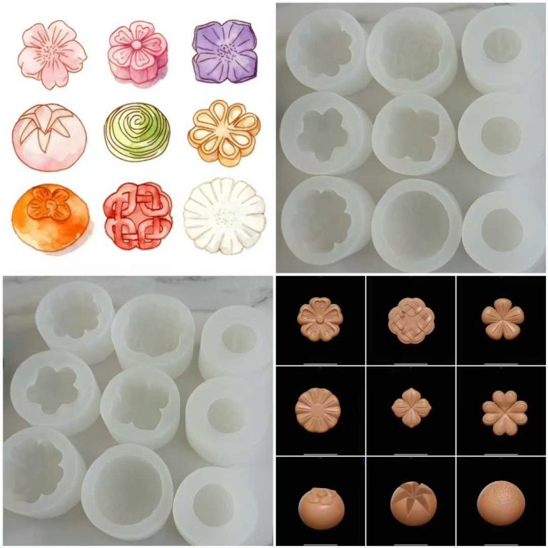 Custom flower silicone molds and molded blossom soy wax candles engineered by Custom Candle Craft