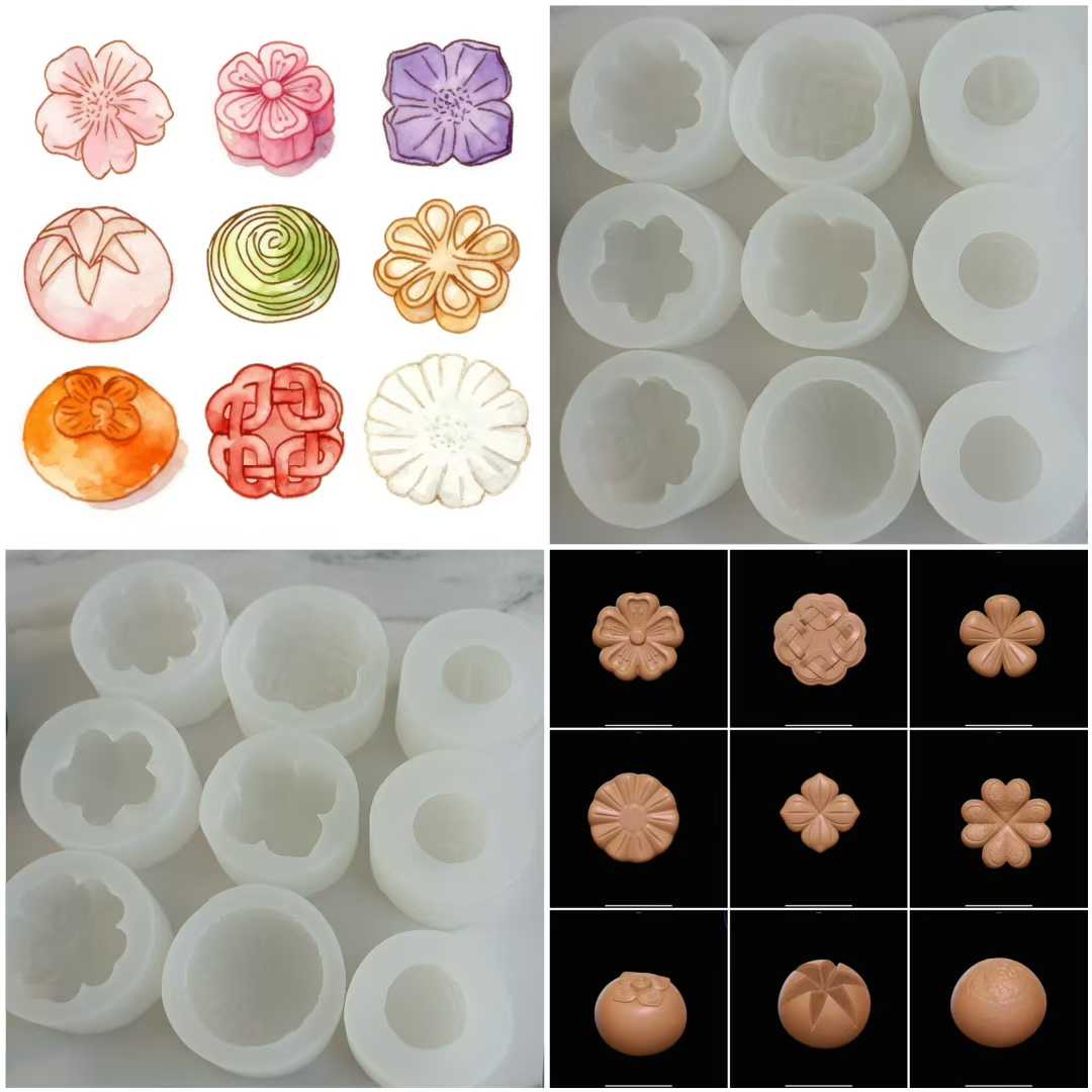 Custom flower silicone molds and molded blossom soy wax candles engineered by Custom Candle Craft