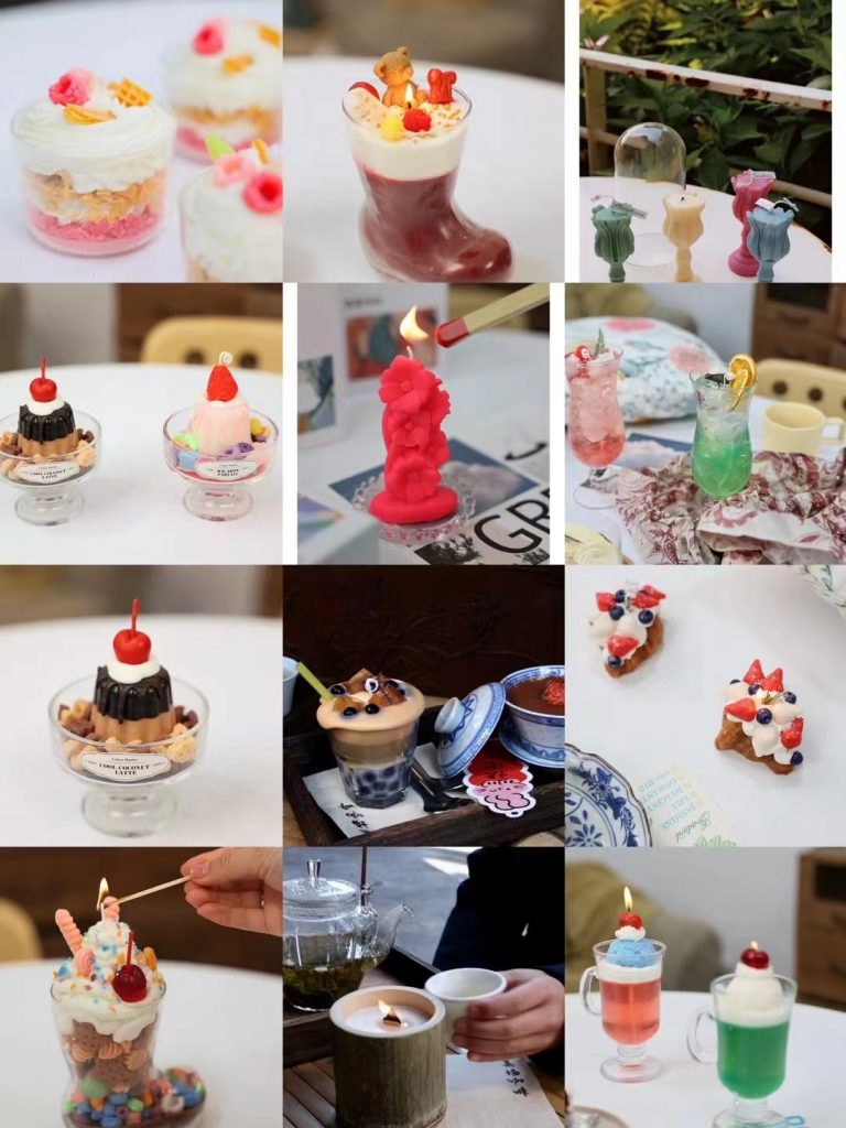 Gourmet parfait dessert and cocktail beverage candles in glass cups for private label wholesale by Custom Candle Craft