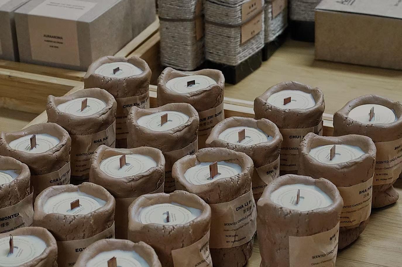 Handcrafted custom wabi-sabi concrete vessel soy candles wholesale by Custom Candle Craft OEM factory